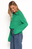 Leon Quarter Zip Cable Knit Sweater Green