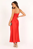 Lipa Colourblock Midi Slip Dress Pink Red