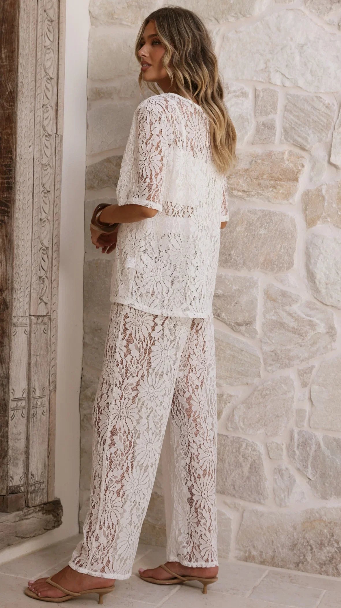 Santana Lace Pants White