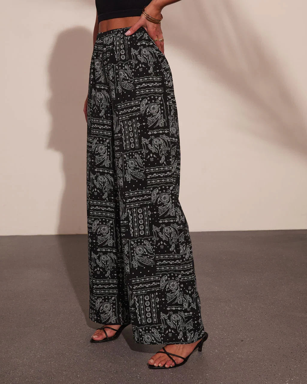 Elenne Bandana Paisley Print Wide Leg Pants