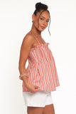 Carson Pleated Top Peach Stripe