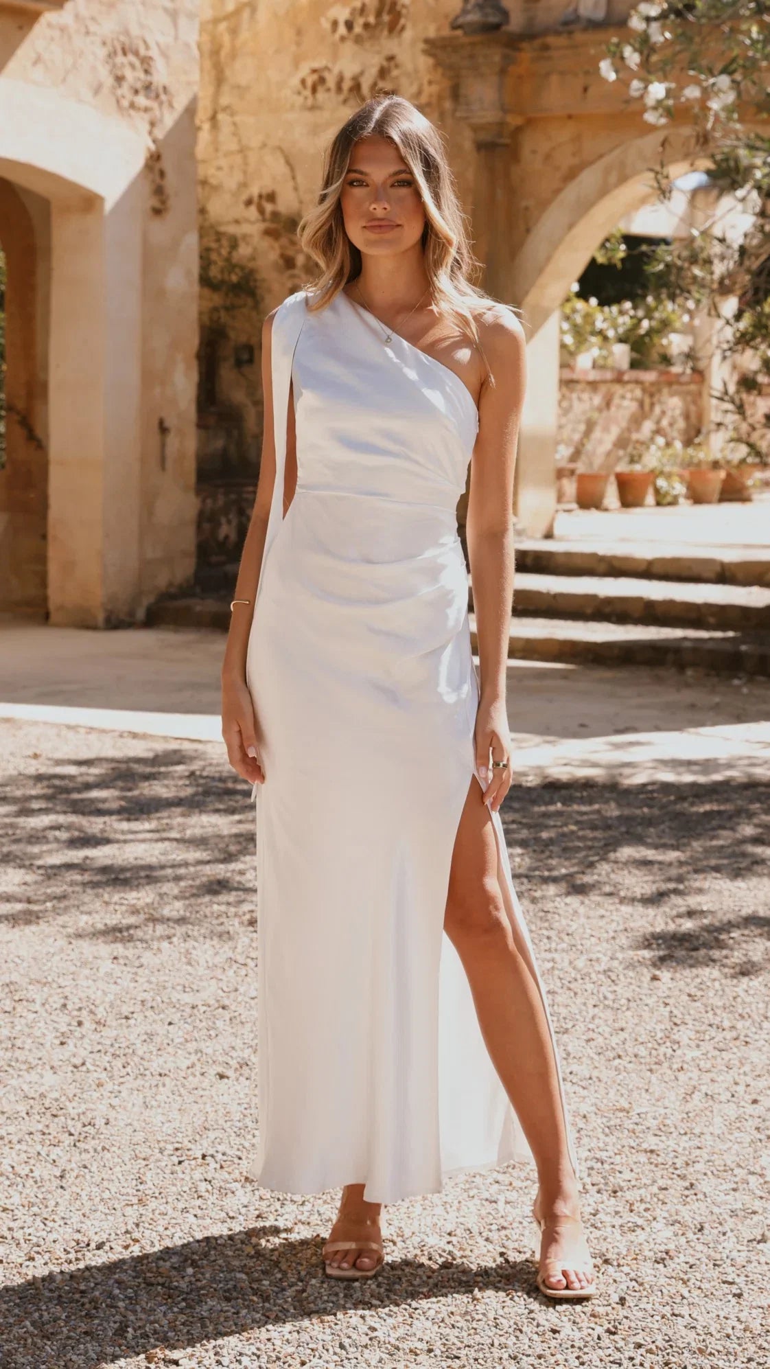 Halle One Shoulder Maxi Dress Ivory
