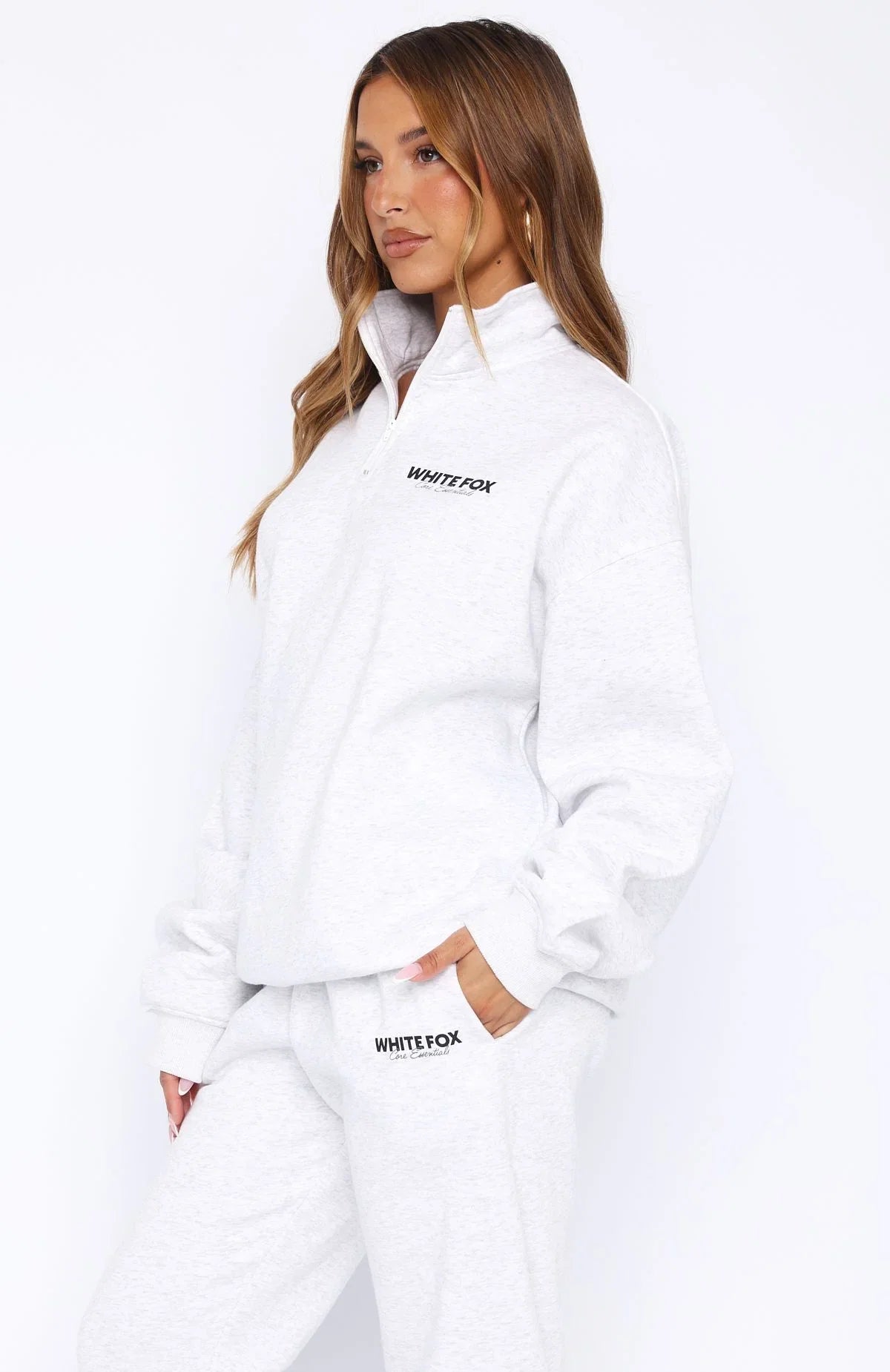 Core Essentials Zip Sweater Grey Marle