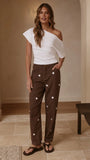 Cleora Barrel Jeans Chocolate Polka