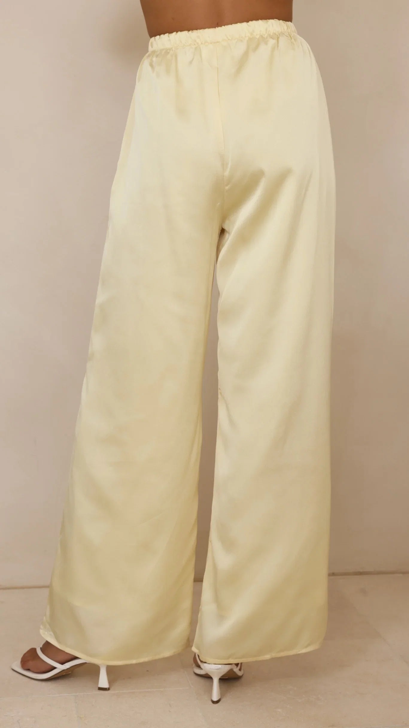 Hayleigh Asymmetrical Top and Pants Set Yellow Lace