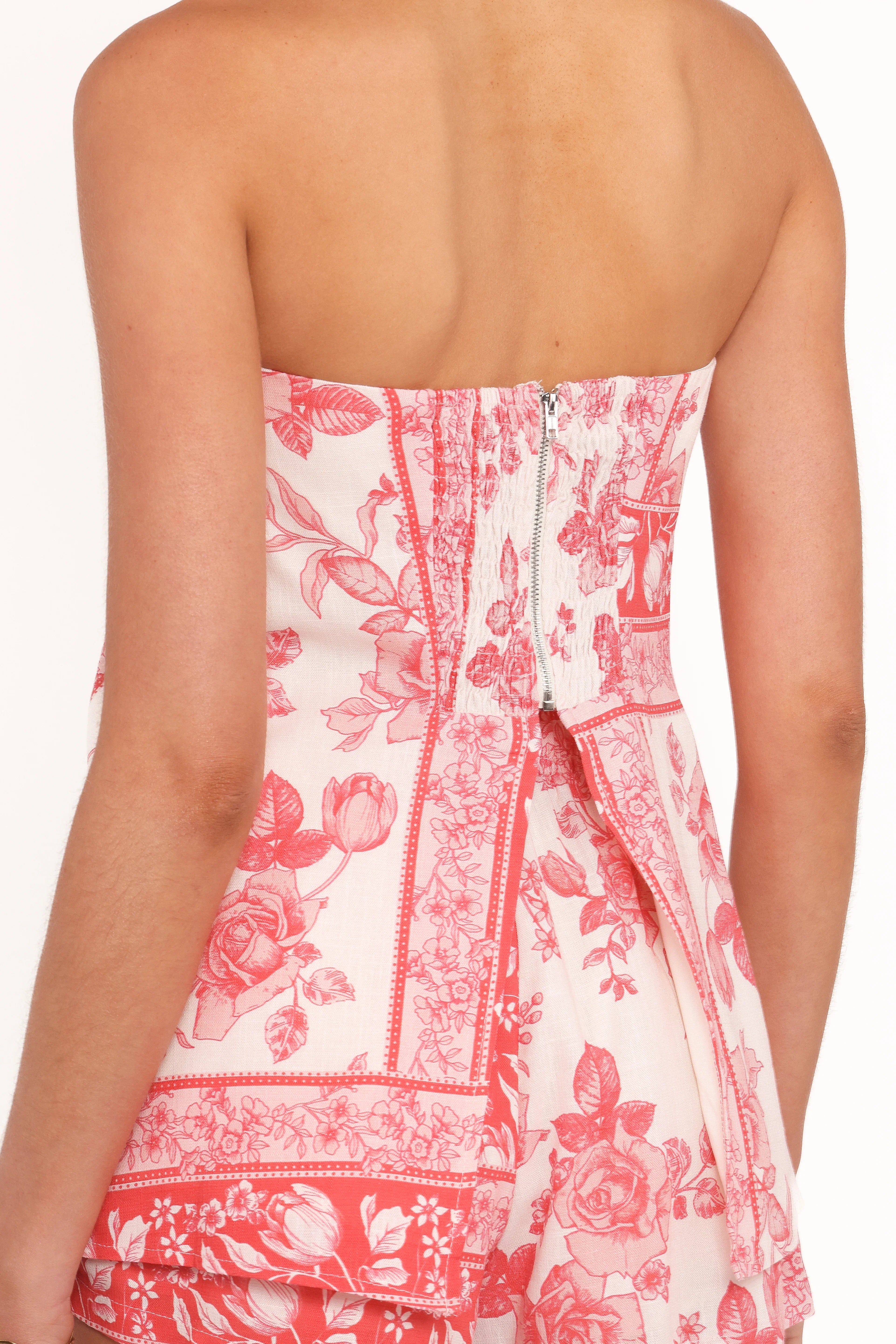 Rosemarie Strapless Top Rose Tile