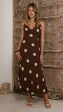 Jianna Maxi Dress Chocolate Cream Polka Dot