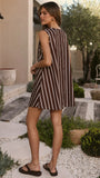 Vanessa Oversized Mini Dress Brown Stripe