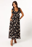Lucah Frill Shoulder Maxi Dress Black Floral