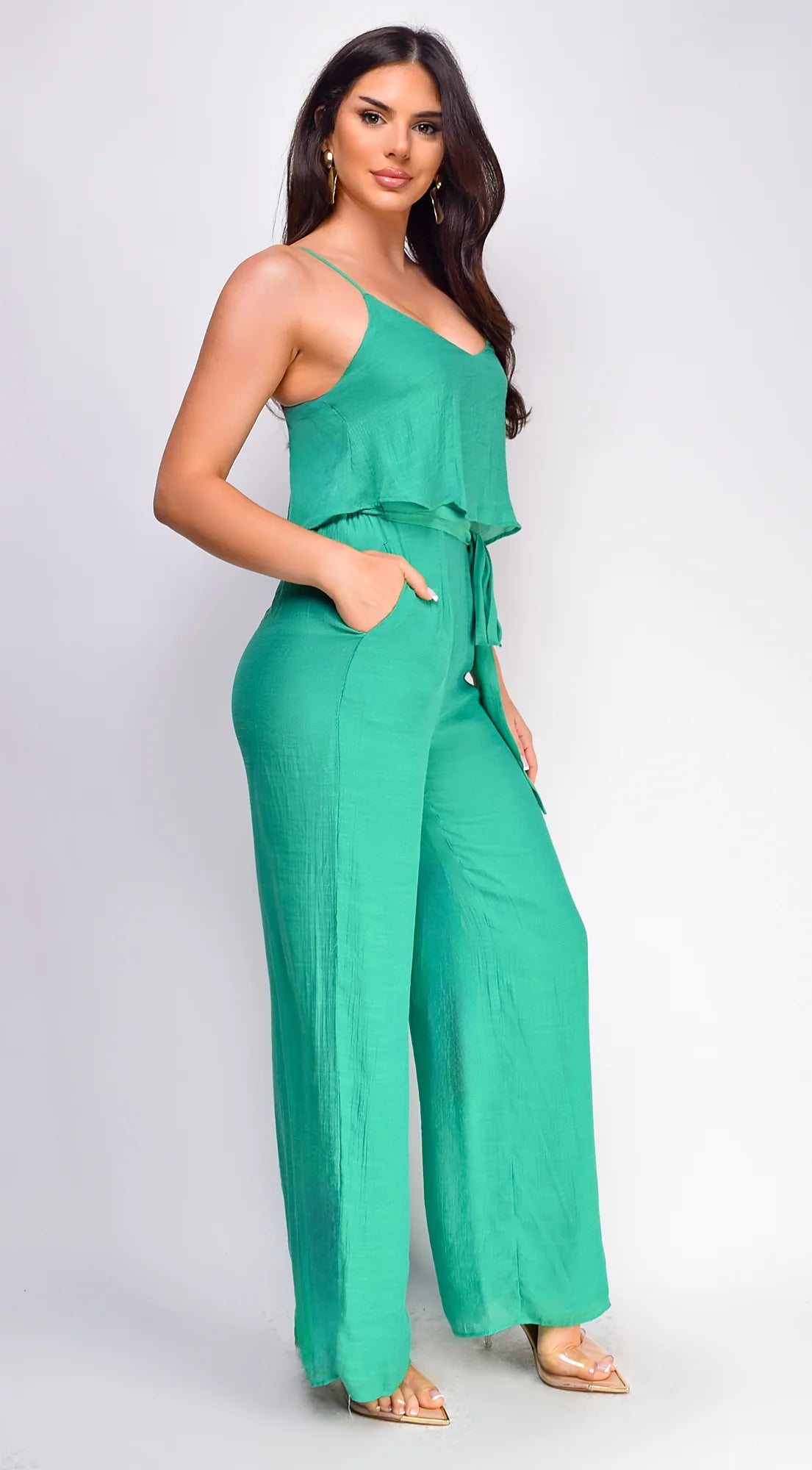 Rya Cami Layered Jumpsuit Green