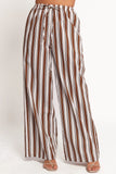 Thalia Wide Leg Pant Chocolate Stripe