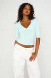 Little Bit Of Everything 3 4 Sleeve V Neck Top Baby Blue
