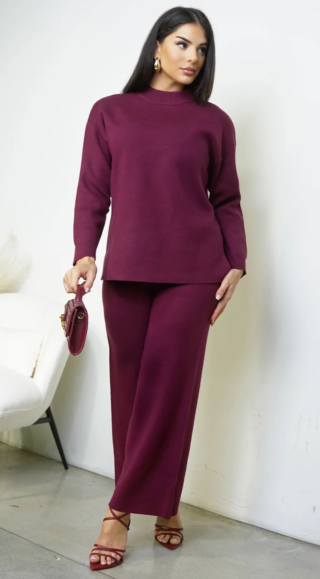 Mirel Knit Set Burgundy