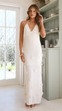 Sancha Flower Knit Maxi Dress Beige