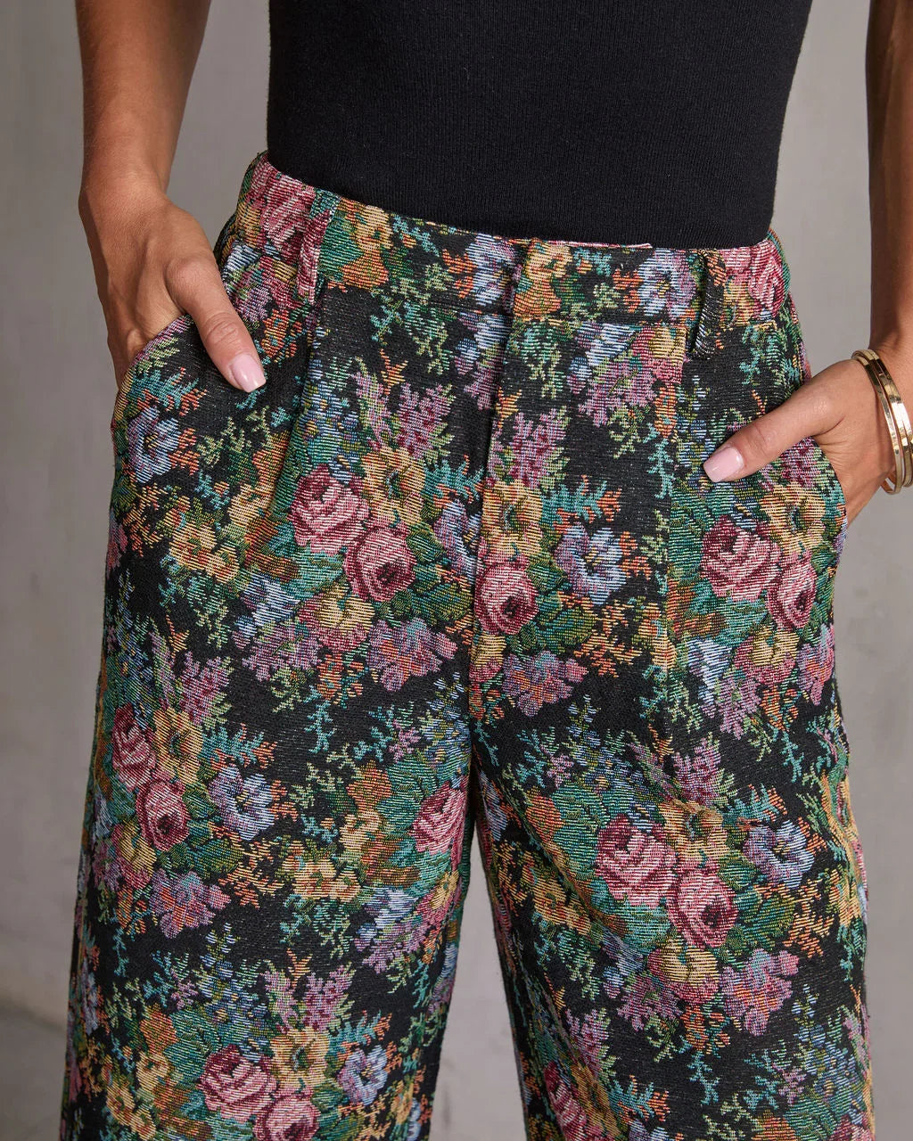 Moment In Time Floral Tapestry High Rise Pants
