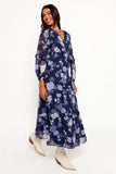 Korina Long Sleeve Maxi Dress Vintage Blues