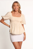 Jemima Puff Sleeve Top Beige
