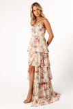 Mito Tiered Maxi Dress Cream Floral