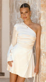 Letty One Shoulder Mini Dress Cream