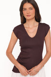 Tori Side Cinch Knitted Top Chocolate Brown
