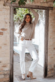 Brianna Mockneck Knit Sweater Beige