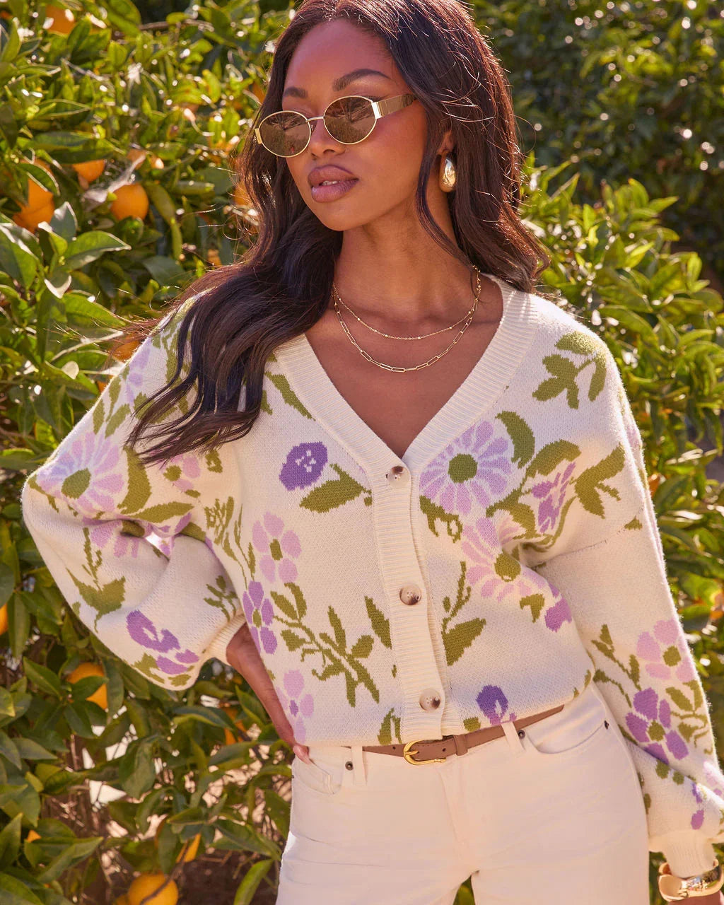 Whispering Blossoms Floral Knit Cardigan