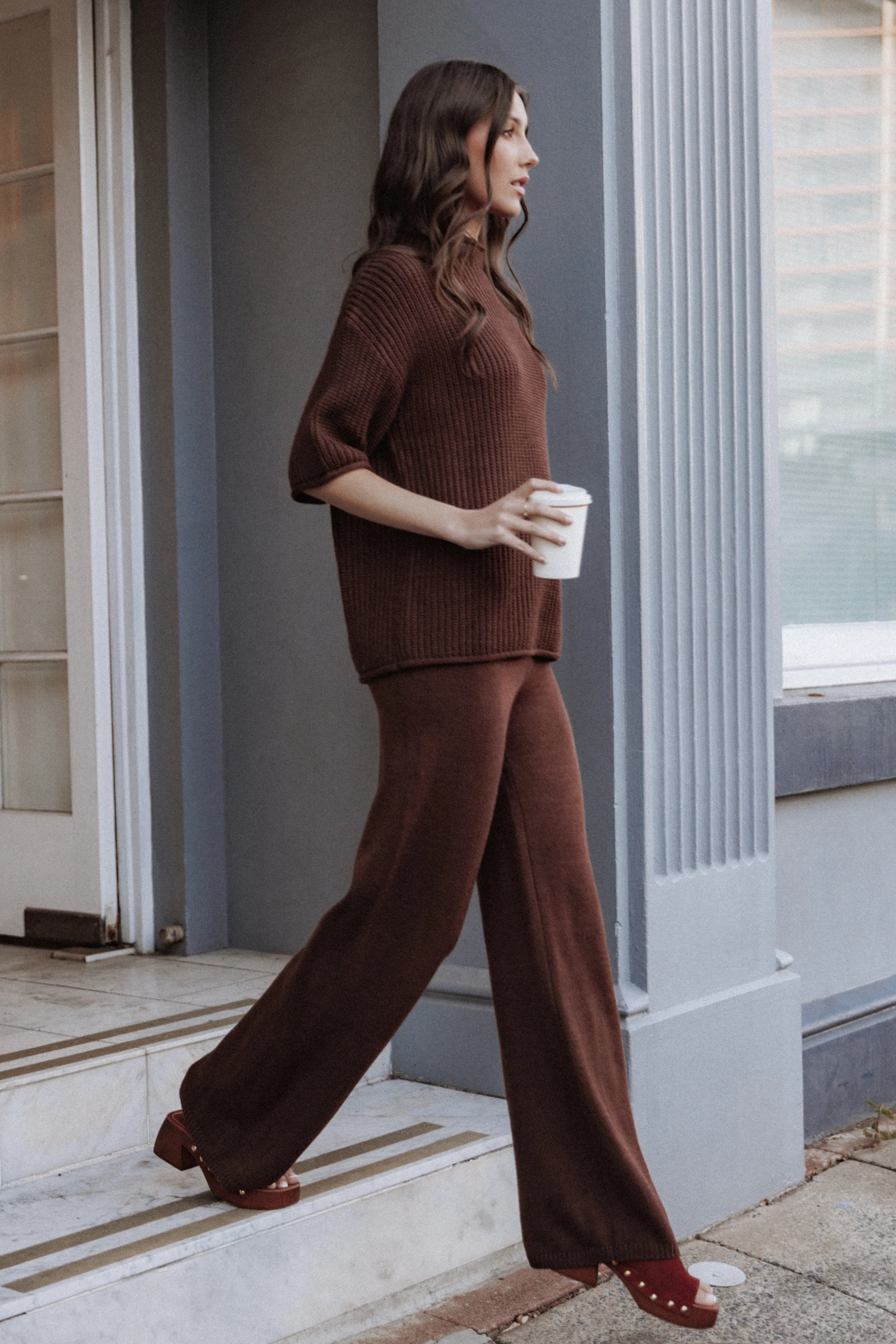 Remii Knit Pant Set Chocolate