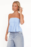 Cagnes Strapless Peplum Top Blue