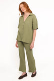 Phillipa Wide Ribbed Shirt Set Olive