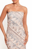 Saskia Strapless Midi Dress Brown