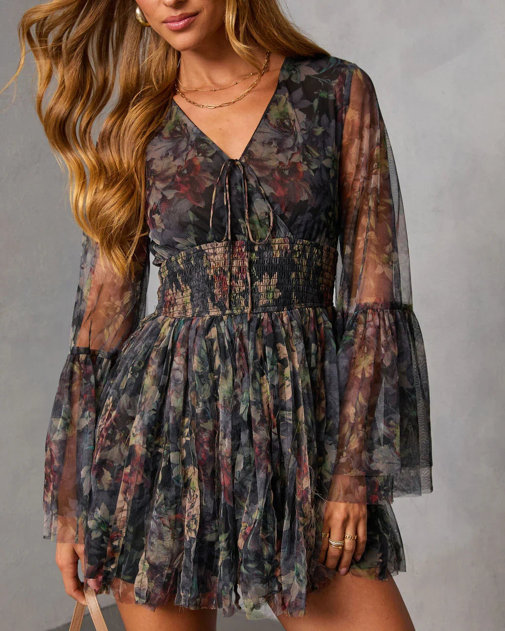 Dahliah Printed Fit And Flare Mini Dress