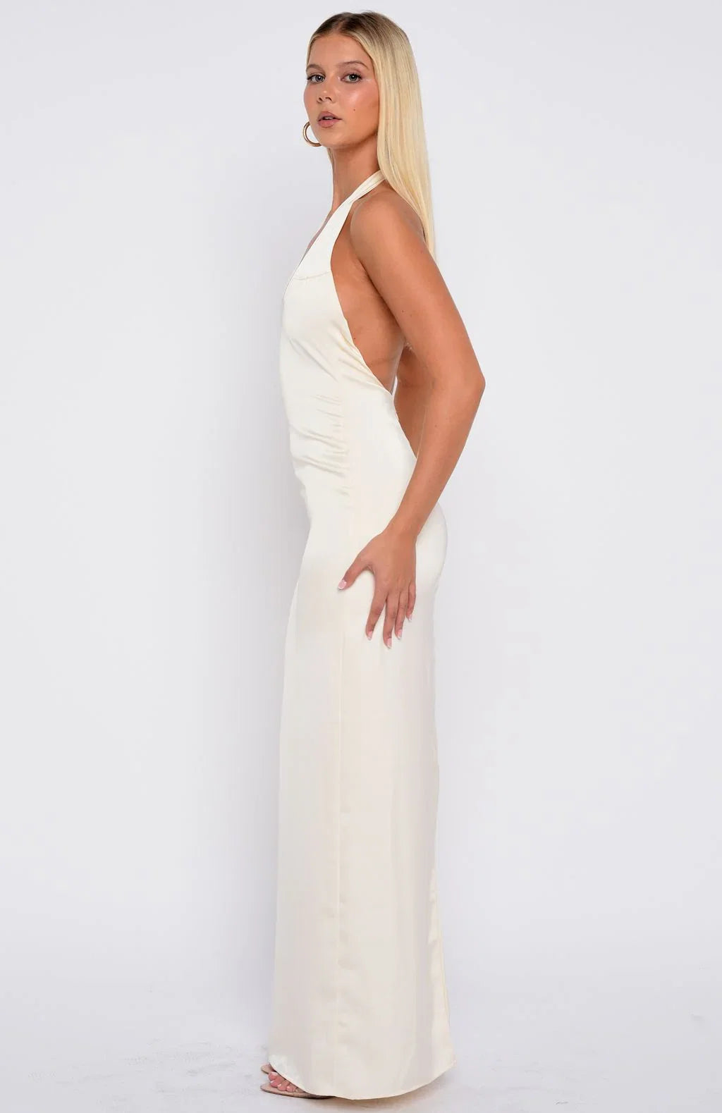 Night Time Madness Halter Maxi Dress Oyster