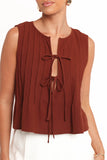 Nika Pleated Top Chocolate Brown