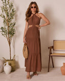 Roma Glow Halter Cut Out Maxi Dress