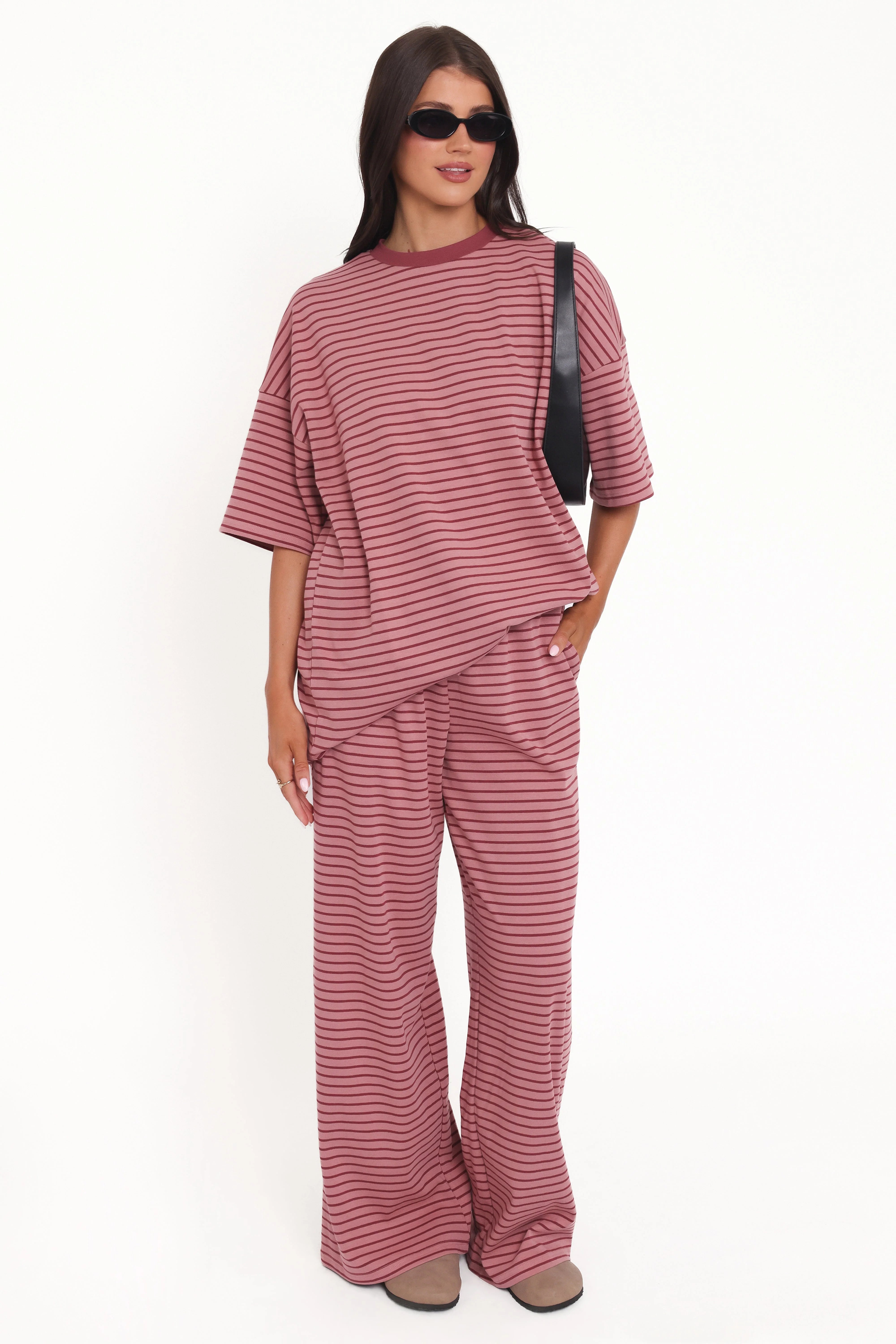 Wilda Oversized Tee Pink Red Stripe