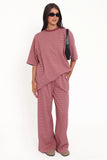 Wilda Oversized Tee Pink Red Stripe