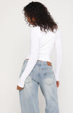 Serenade Her Ribbed Long Sleeve Top White