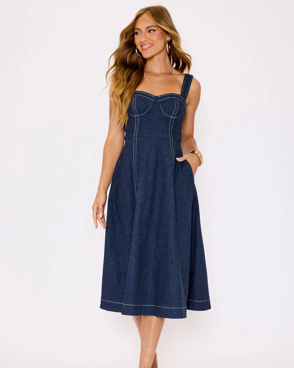 Rey Denim Midi Dress