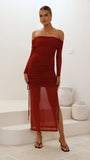 Isadora Off Shoulder Maxi Dress Wine