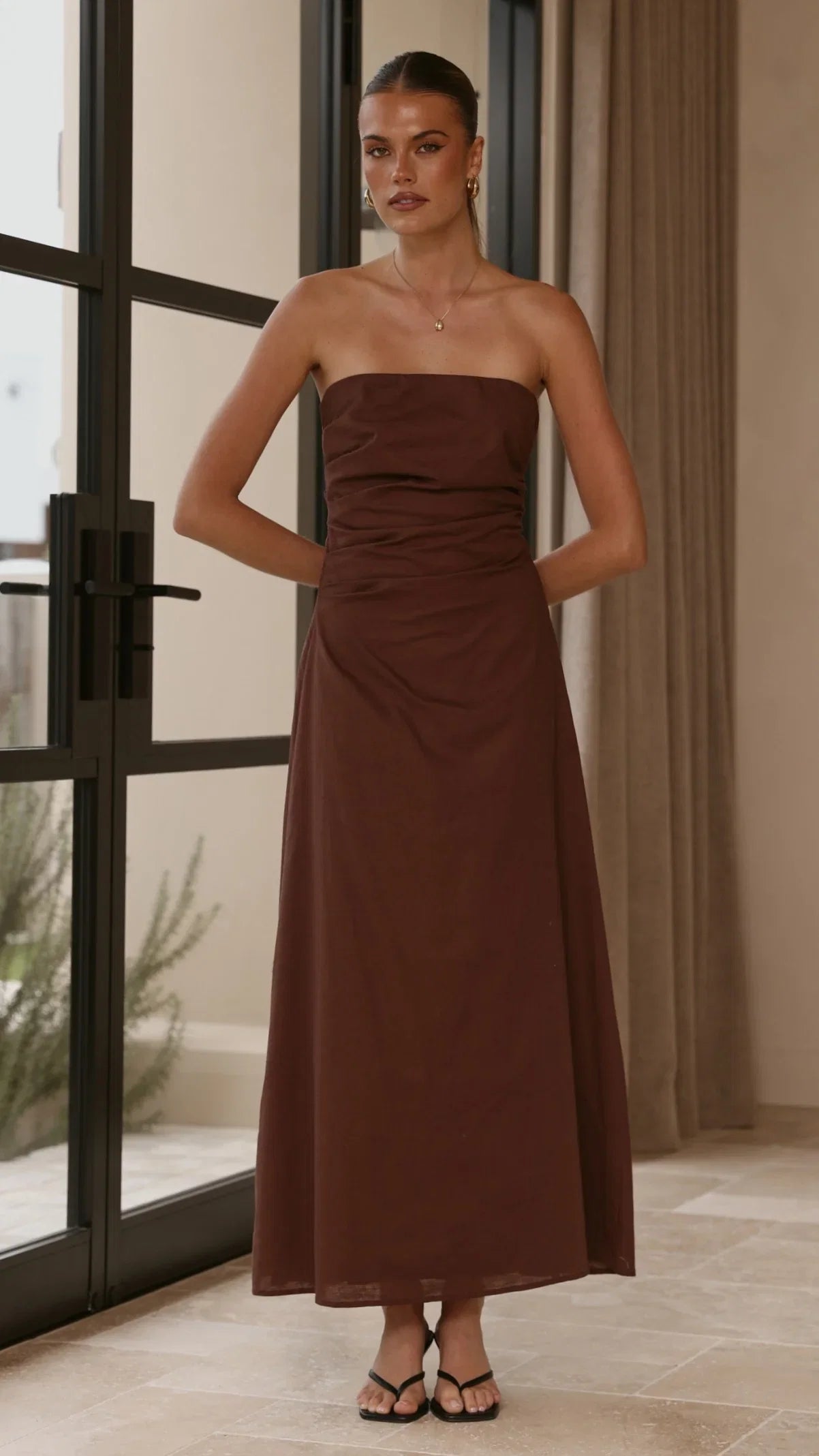 Bolivia Strapless Maxi Dress Chocolate