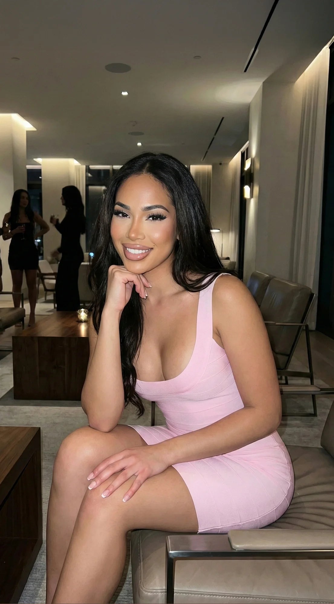 Lunelle Sculpt Bandage Mini Dress Pink