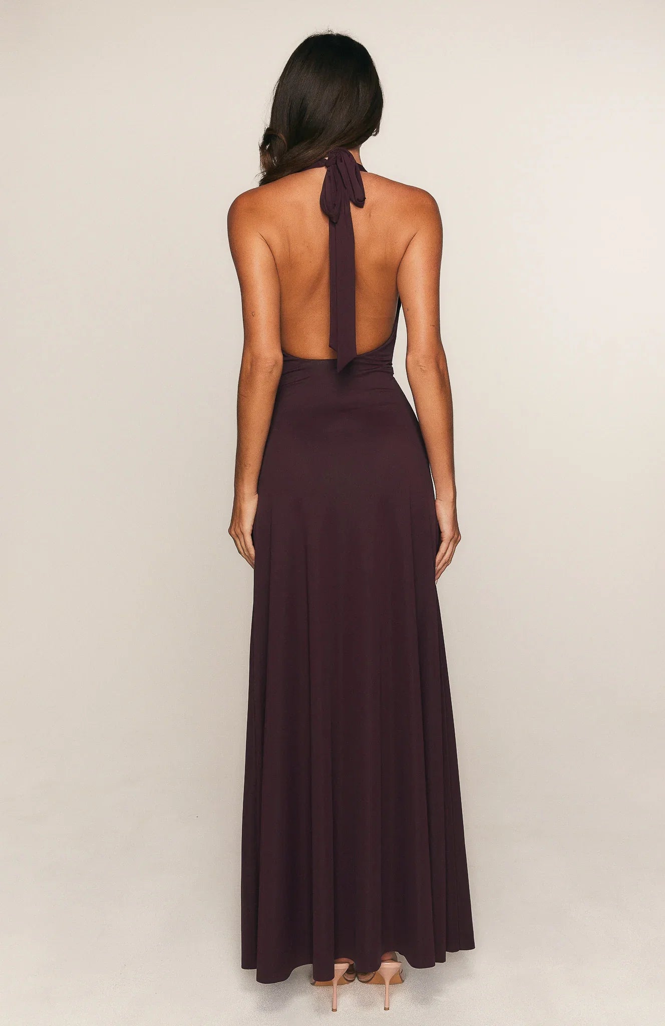 Perfect Illusion Halter Maxi Dress Dark Cherry