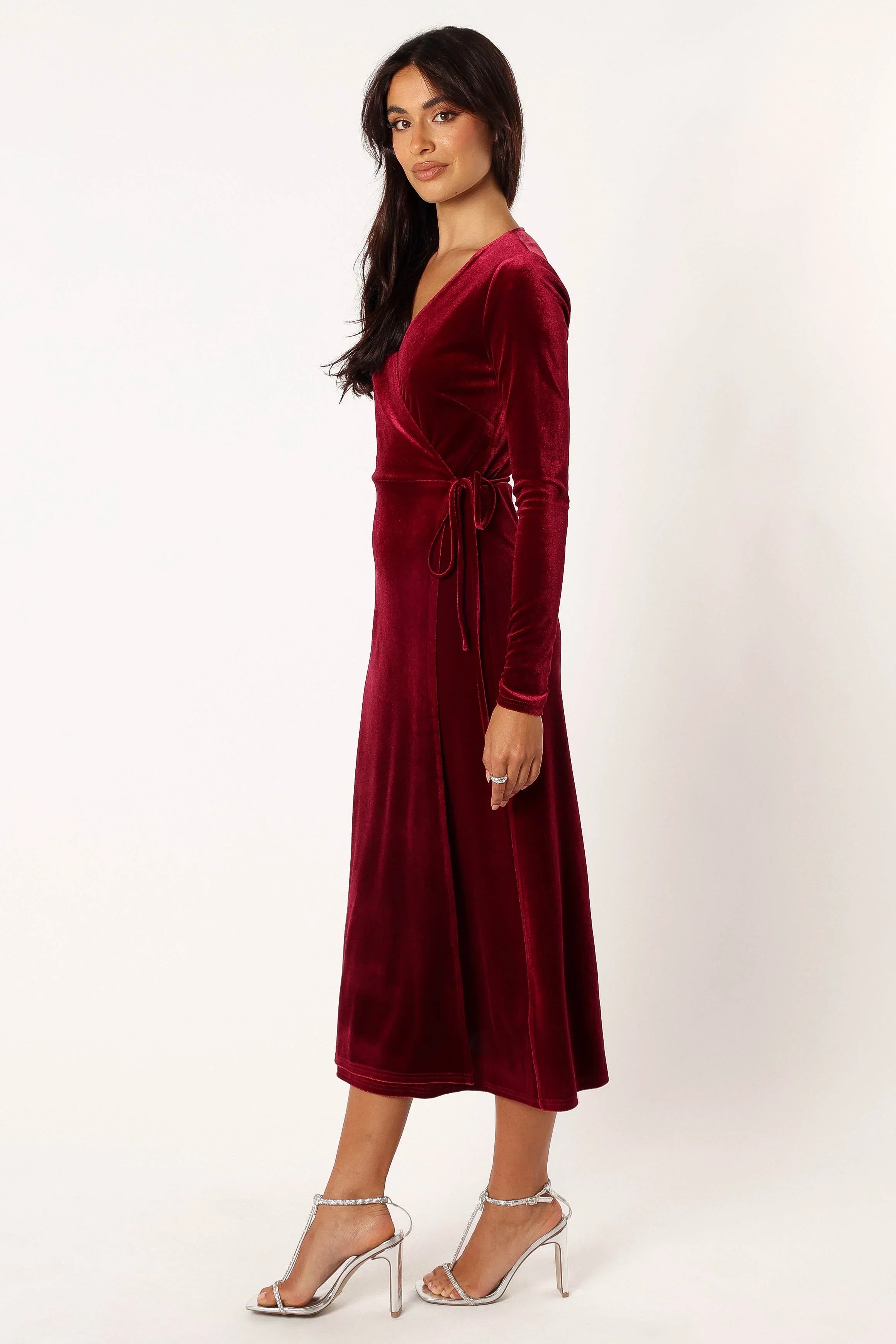 Darby Long Sleeve Midi Dress Burgundy