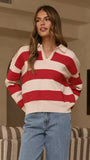 Kodi Sweater Red Beige Stripe