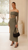 Blaire Off The Shoulder Maxi Dress Olive