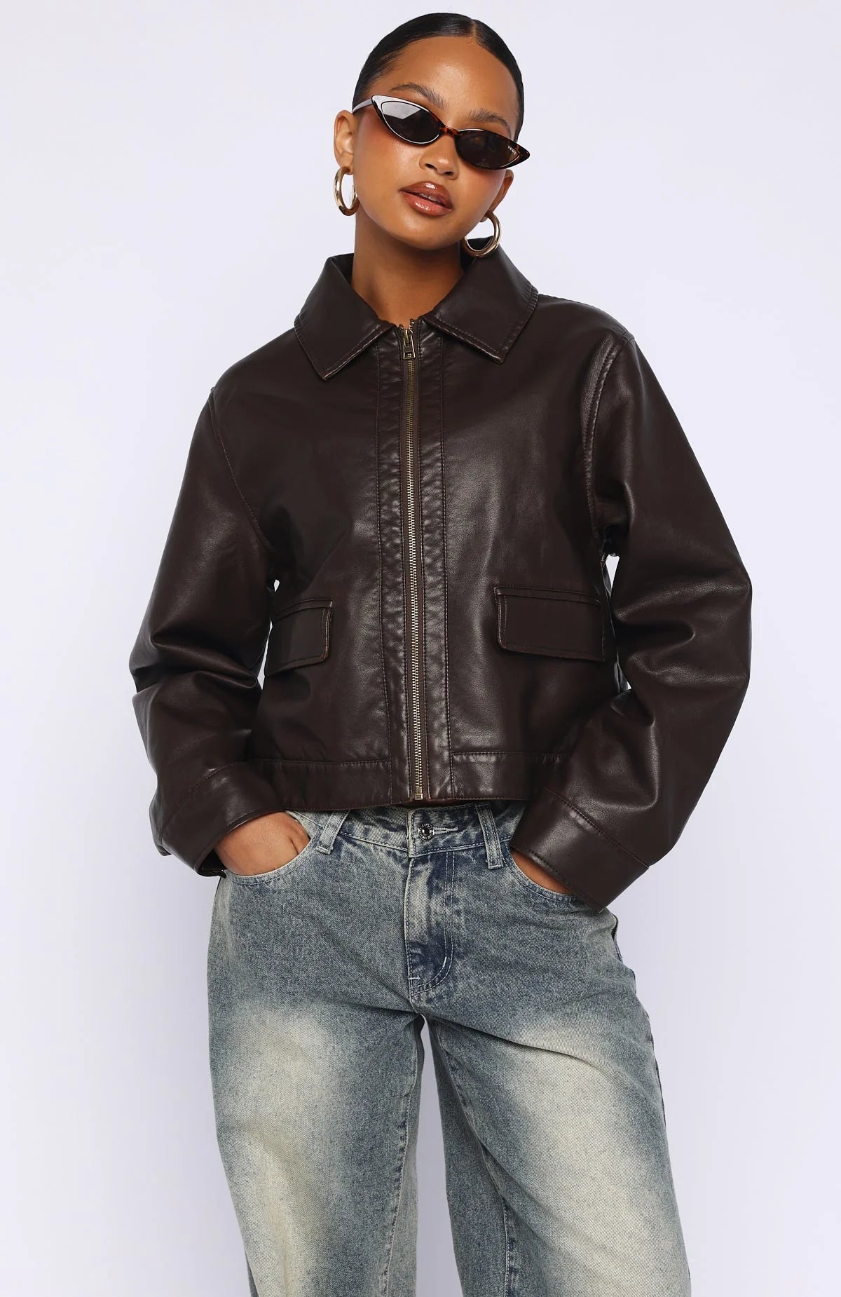 I Know Love PU Jacket Chocolate