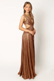 Shania Pleated Maxi Dress Bronze