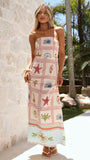 Zelena Strapless Maxi Dress Penida Print