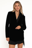 Clive Velvet Blazer Black
