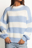 Courtney Thick Stripe Knit Sweater Blue Cream